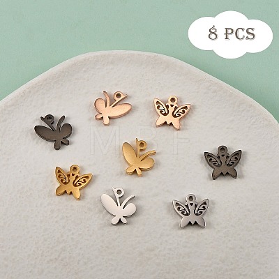 8Pcs 8 Style Vacuum Plating 304 Stainless Steel Charms STAS-SZ0001-68-1