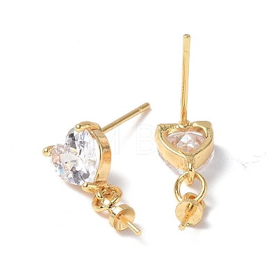Brass Glass Rhinestone Stud Earrings Findings KK-B063-02G-01-1
