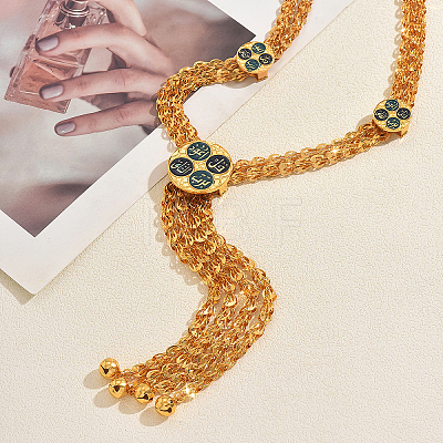 Vintage Alloy Enamel Long Tassel Y Necklaces for Women QE5106-1