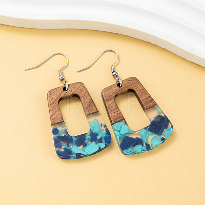 Wood & Resin Dangle Earrings WG44CA1-03-1