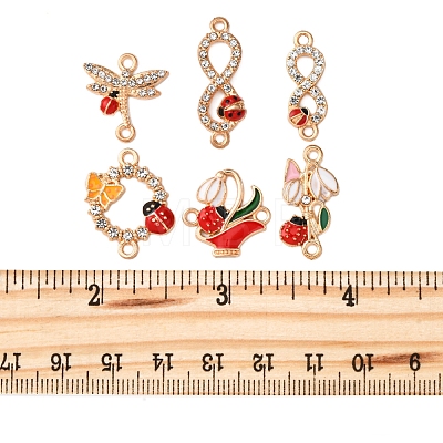 24Pcs 6 Styles Alloy Enamel Links Connector Charms ENAM-FS0002-91-1