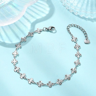 304 Stainless Steel Clover Link Chains Bracelets for Women BJEW-JB13890-1