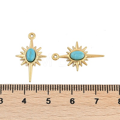 Synthetic Turquoise Sun Pendants STAS-I325-140A-G-1