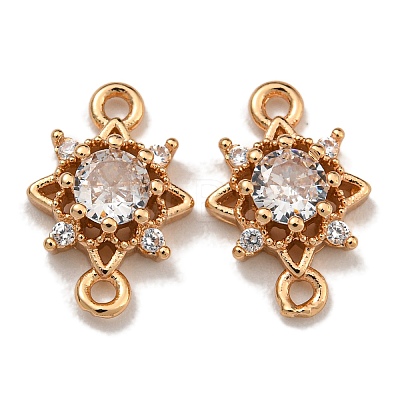 Brass Cubic Zirconia Star Connector Charms KK-U037-32G-1