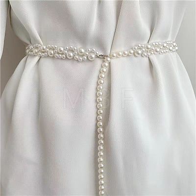 Alloy & Plastic Imitation Pearl Round Beaded Belly Waist Chains for Women WG2149B-01-1