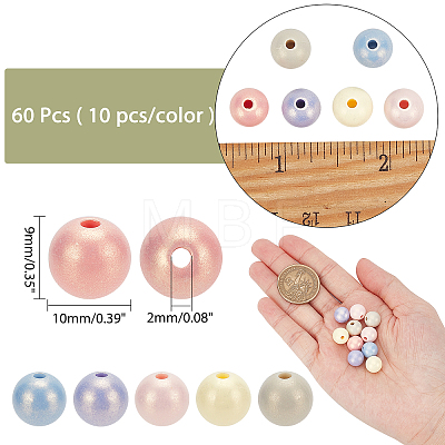   60Pcs 6 Colors  Opaque Resin Beads RESI-PH0001-61-1
