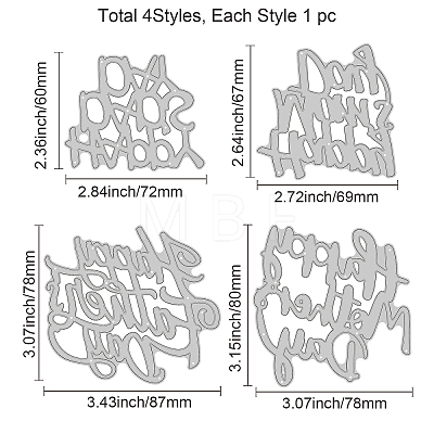 4Pcs 4 Styles Carbon Steel Cutting Dies Stencils DIY-WH0309-773-1