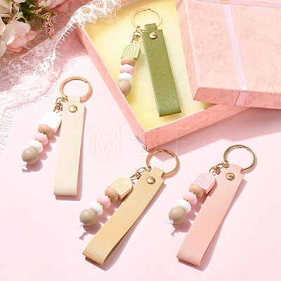 4Pcs 4 Styles Silicone Bead Pendant Decorations HJEW-YW00507-1