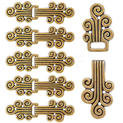 6 Pairs Vintage Cloud Pattern Alloy Buckle for Clothing & Bags BUTT-FH0001-043-1