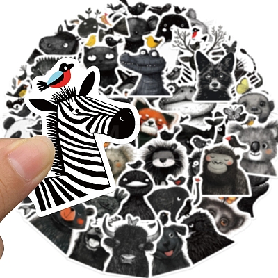 50Pcs PVC Waterproof Animals Stickers PW-WG344AB-01-1