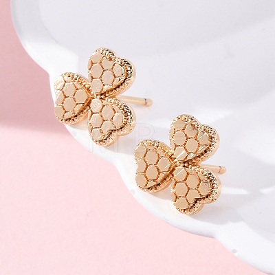 Brass Stud Earrings EJEW-D288-11G-1