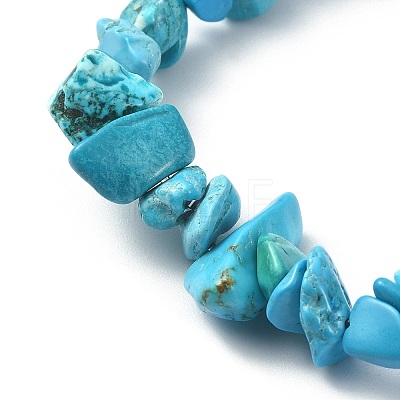 Synthetic Turquoise Chips Stretch Bracelet BJEW-JB09598-03-1