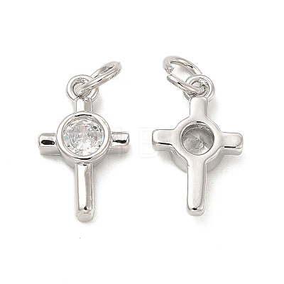 Brass Micro Pave Cubic Zirconia Charms KK-E068-VB239-1