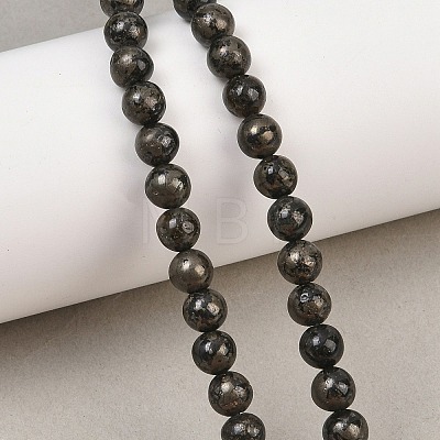 Natural Pyrite Beads Strands G-P303-01-6mm-8-1