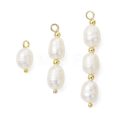 3Pcs 3 Styles Natural Pearl Rice Pendants PALLOY-JF04739-1
