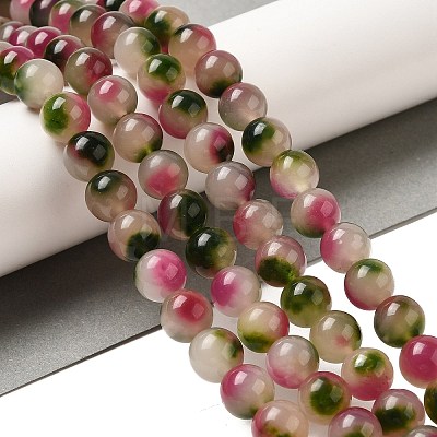 Natural Dyed White Jade Beads Strands G-M402-C04-25-1