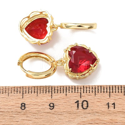 Valentine's Day Heart Brass & Glass Hoop Earrings EJEW-Z164-23G-1