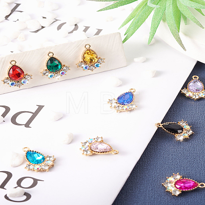 24Pcs 12 Colors Glass Rhinestone Pendants FIND-TA0001-90-1