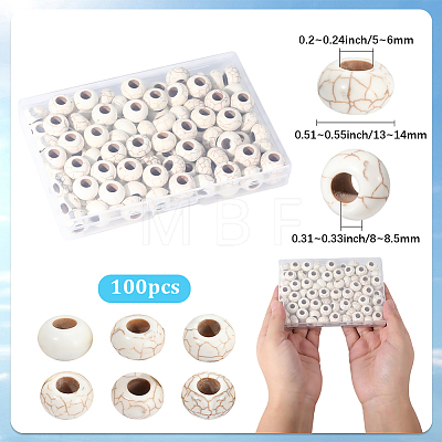 100Pcs Synthetic Howlite European Beads TURQ-PA0001-04A-1