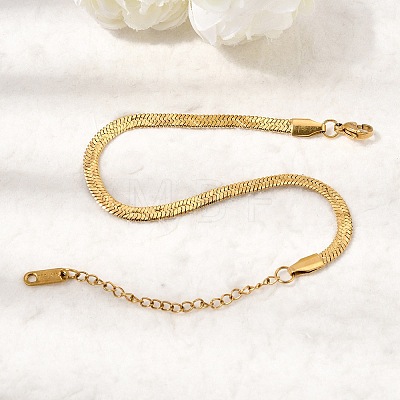 304 Stainless Steel Snake Chains Bracelets for Women BJEW-P395-02G-01-1