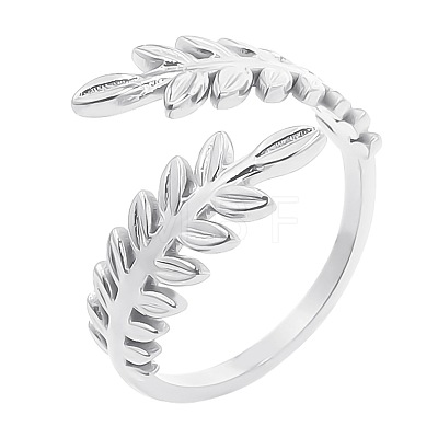 Titanium Steel Ear Of Wheat Open Cuff Rings for Women Men LB9093-1-1