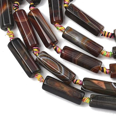 Natural Banded Agate/Striped Beads Strands G-A306-B02-01-1
