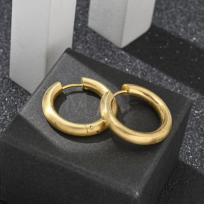 Frosted 304 Stainless Steel Huggie Hoop Earrings for Women EJEW-C096-32G-G-1