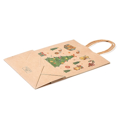 Christmas Theme Printed Kraft Paper Bags with Handles ABAG-M008-08E-1