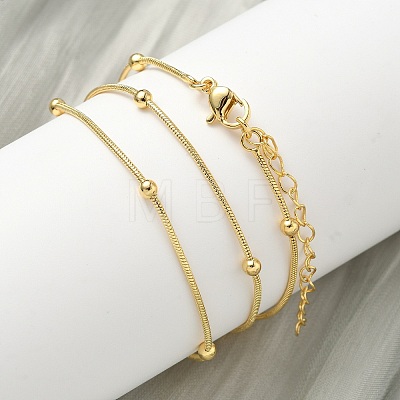 1.2MM Brass Ball Round Snake Chain Necklaces for Women Men X-NJEW-F350-03G-1