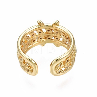 Real 18K Gold Plated Brass Initial X Cuff Ring RJEW-S045-128-NF-1
