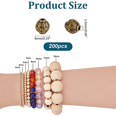 200Pcs Tibetan Style Alloy Beads TIBEB-PH0005-20AB-1