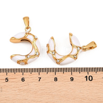 304 Stainless Steel Rhinestone Pendants STAS-P438-01G-02-1