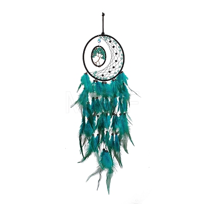 Iron Woven Web/Net with Feather Pendant Decorations AJEW-B017-23-1