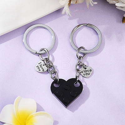 Matching Couple Resin Heart Keychain KEYC-YW00181-03-1