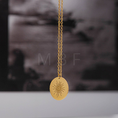 304 Stainless Steel Evil Eye Coin Pendant Necklaces WG06542-01-1
