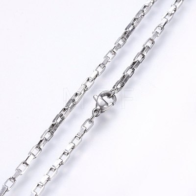 304 Stainless Steel Box Chain Necklaces NJEW-F226-07P-11-1