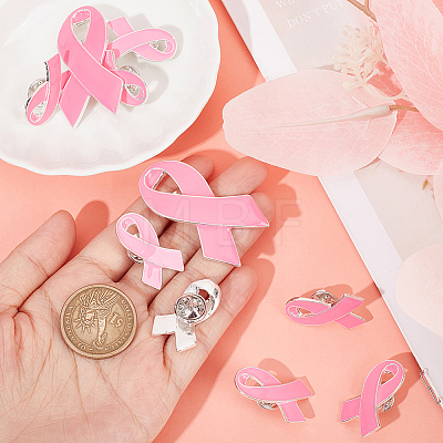  20 Sets 3 Sizes Breast Cancer Awareness Ribbon Enamel Pin JEWB-NB0001-19-1