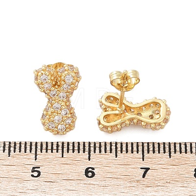 Brass Micro Pave Cubic Zirconia Stud Earrings EJEW-Z091-04G-Y-1