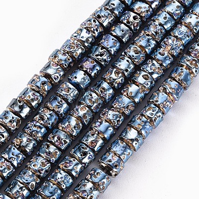 Electroplated Natural Lava Rock Beads Strands G-T114-68-1