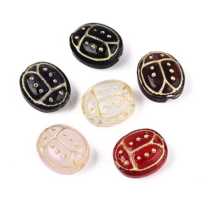 Ladybug Glass Beads GLAA-T025-49M-1