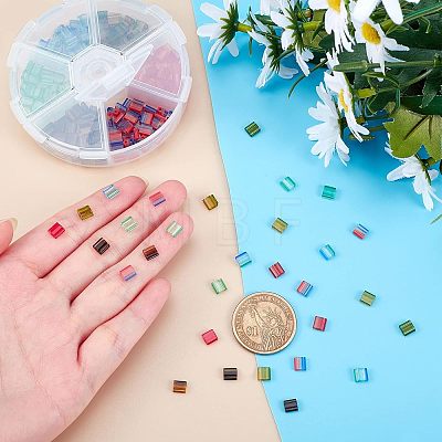  240Pcs 6 Colors 2-Hole Glass Seed Beads SEED-NB0001-24-1