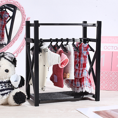 Plastic Mini Clothes Closet with Coat Hanger DOLL-WH0007-14B-1