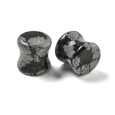 Synthetic Snowflake Obsidian Ear Gauges Flesh Tunnels Plugs EJEW-P293-02E-1