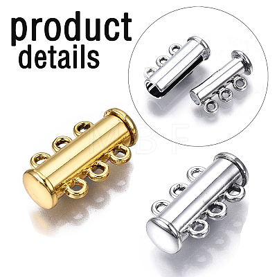 8 Sets 2 Colors 3-Strands Brass Magnetic Slide Lock Clasps KK-FS0001-60-1