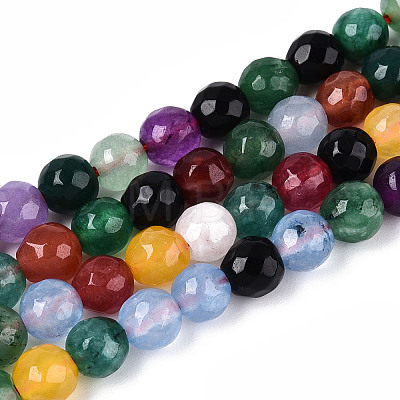 Dyed Natural White Jade Beads Strands G-T139-6mm-60-02-1
