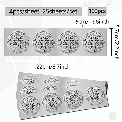 Custom Round Silver Foil Embossed Picture Stickers DIY-WH0503-019-1