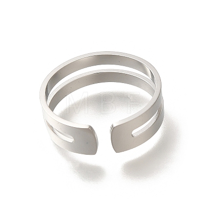 304 Stainless Steel Cuff Rings for Women RJEW-S238-05P-1