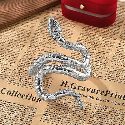 Snake Alloy Open Cuff Bangles for Women BJEW-A027-02P-1