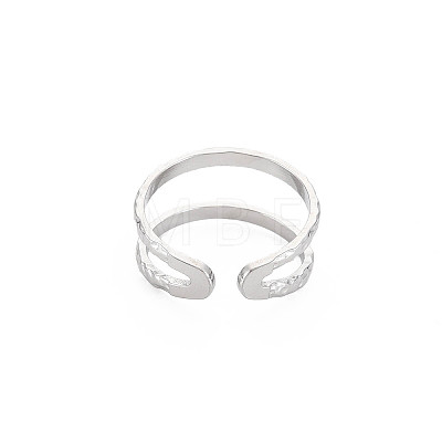 Non-Tarnish 304 Stainless Steel Double Line Open Cuff Ring for Women X-RJEW-S405-200P-1