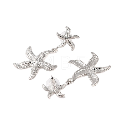 Starfish Alloy Dangle Stud Earrings for Women EJEW-A112-05P-1